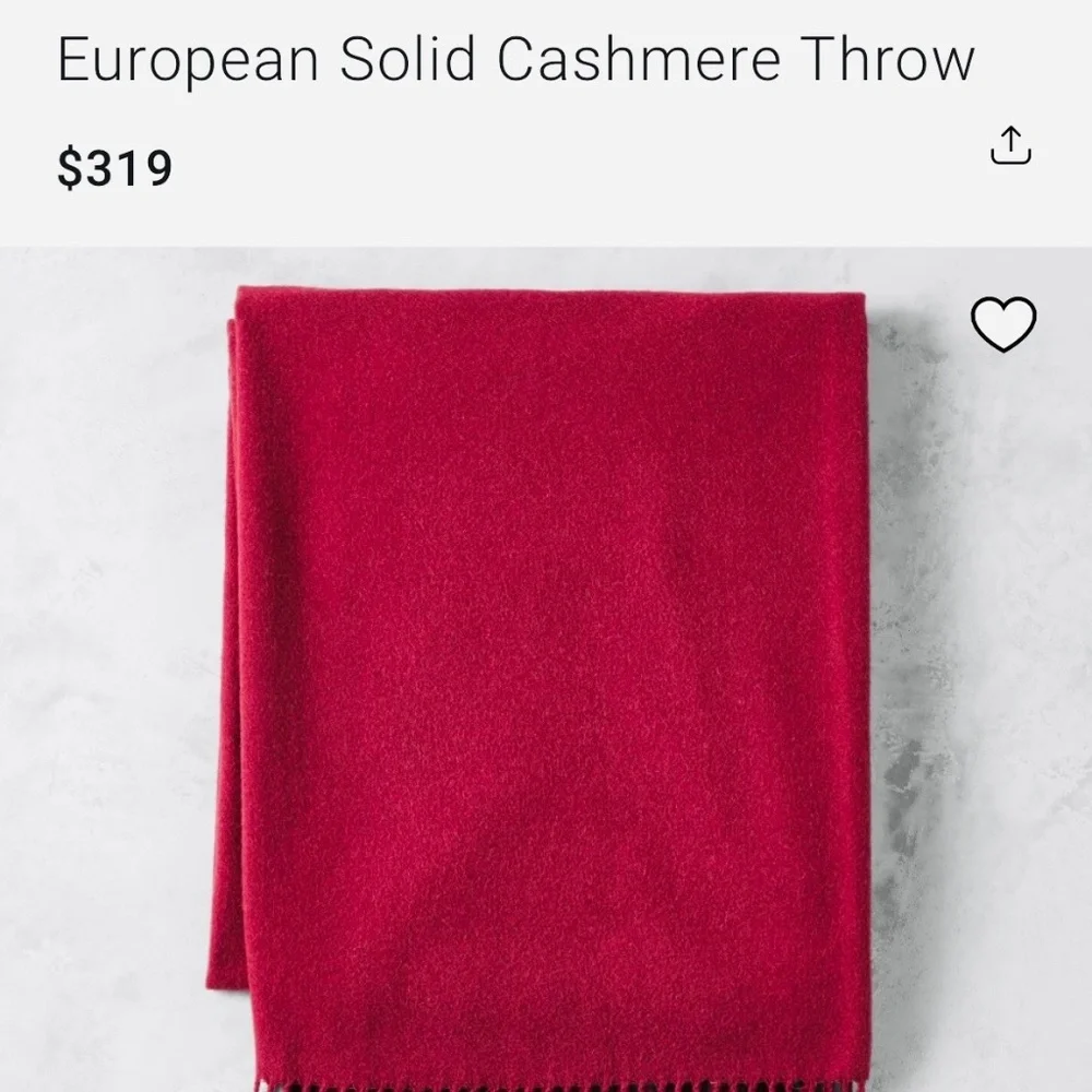 Williams Sonoma Home 100% Cashmere Throw Blanket Red Fringe Luxe Soft $319 ❤️